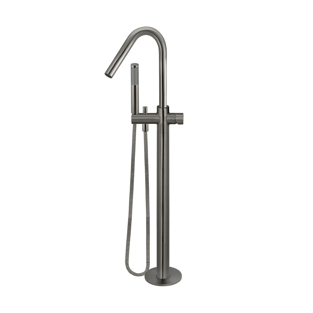 Round Pinless Freestanding Bath Spout and Hand Shower
