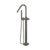 Round Pinless Freestanding Bath Spout and Hand Shower