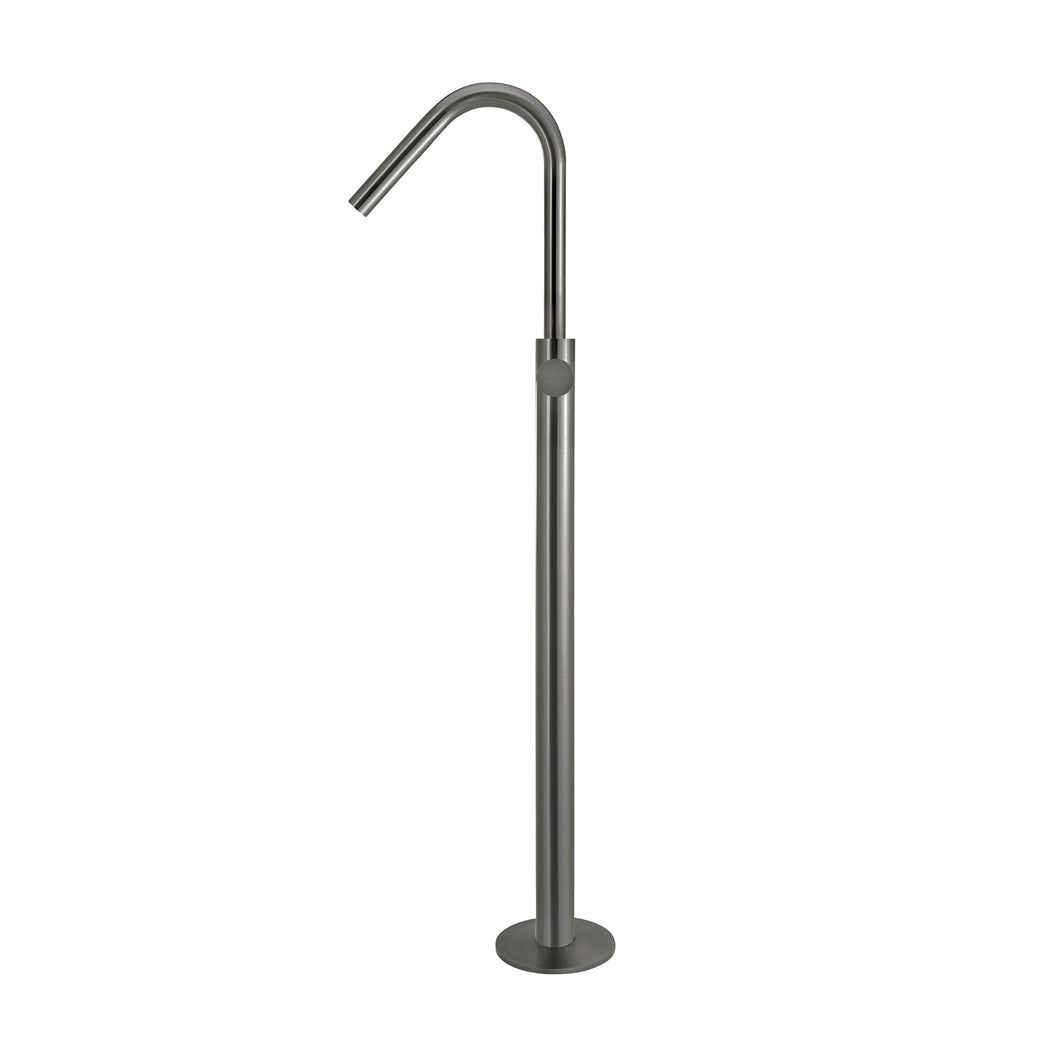 Round Pinless Freestanding Bath Spout and Hand Shower - Shadow