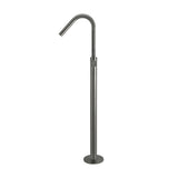 Round Pinless Freestanding Bath Spout and Hand Shower - Shadow