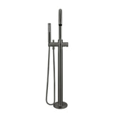 Round Pinless Freestanding Bath Spout and Hand Shower - Shadow