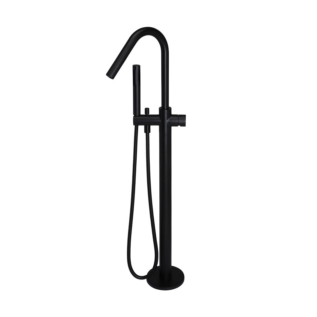 Round Pinless Freestanding Bath Spout and Hand Shower