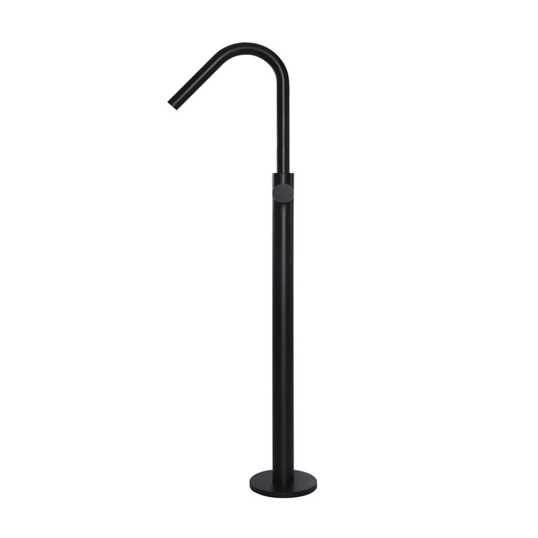 Round Pinless Freestanding Bath Spout and Hand Shower - Matte Black