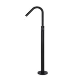 Round Pinless Freestanding Bath Spout and Hand Shower - Matte Black