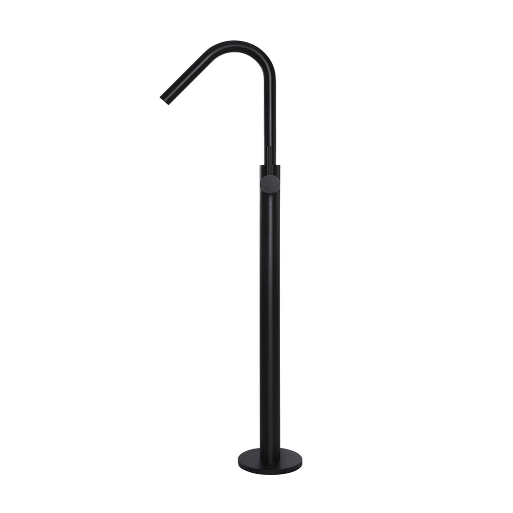 Round Freestanding Bath Spout and Hand Shower - Matte Black