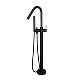 Round Freestanding Bath Spout and Hand Shower - Matte Black