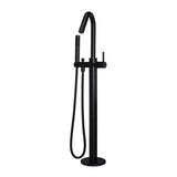 Round Freestanding Bath Spout and Hand Shower - Matte Black