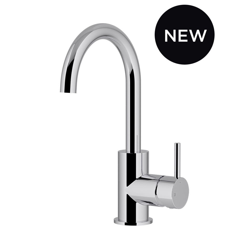 Round Gooseneck Basin Mixer with Cold Start