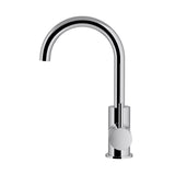 Round Gooseneck Basin Mixer with Cold Start - Polished Chrome