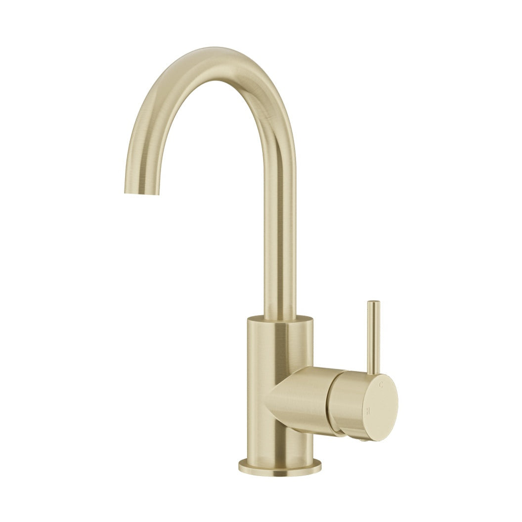 Round Gooseneck Basin Mixer with Cold Start - Tiger Bronze