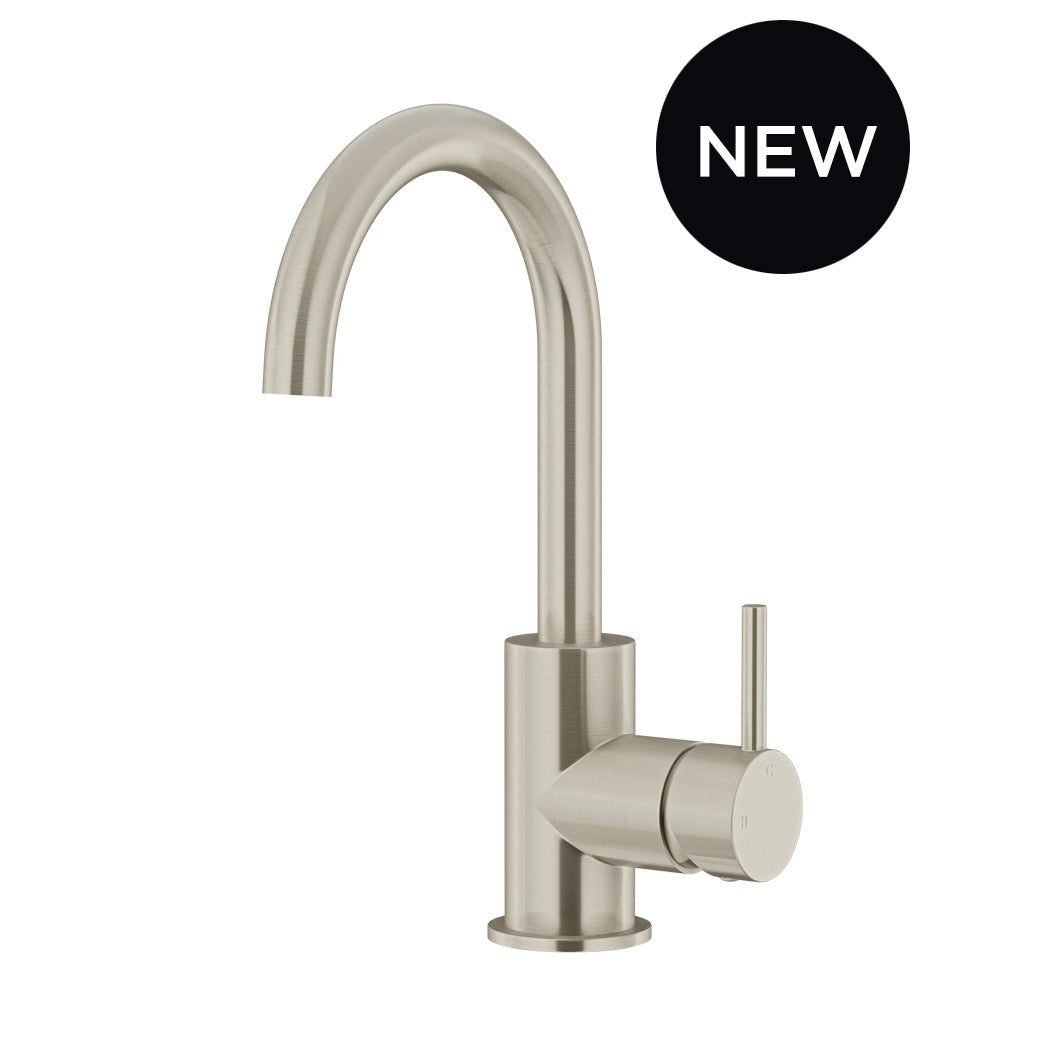 Round Gooseneck Basin Mixer with Cold Start