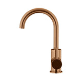 Round Gooseneck Basin Mixer with Cold Start - Lustre Bronze