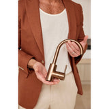 Round Gooseneck Basin Mixer with Cold Start - Lustre Bronze