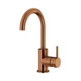 Round Gooseneck Basin Mixer with Cold Start - Lustre Bronze