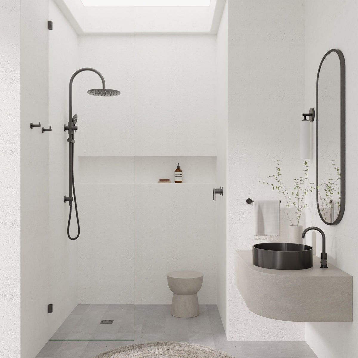 Round Gooseneck Basin Mixer with Cold Start in Matte Black - alternative product view (37 of 38)