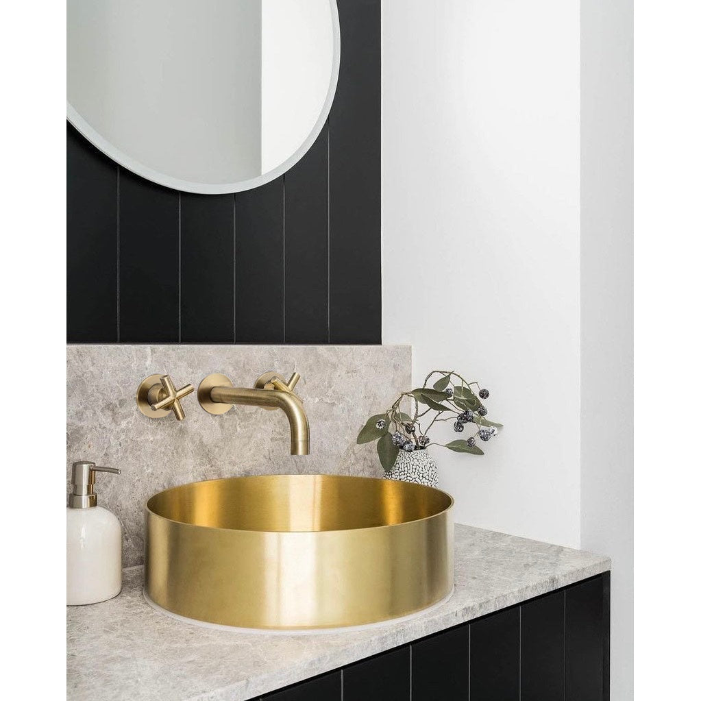 Steel Round Bathroom Basin 380 x 110 - Tiger Bronze