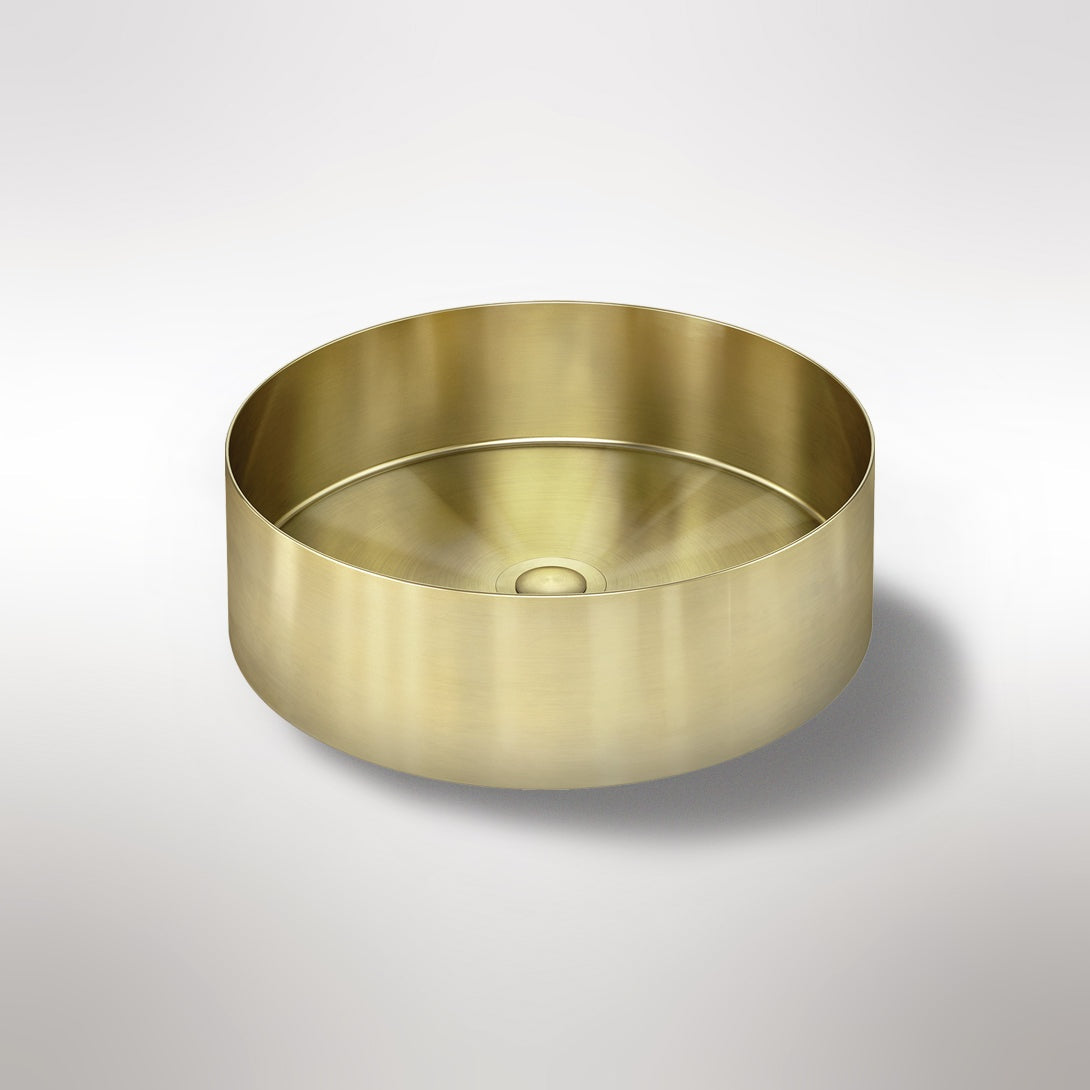 Steel Round Bathroom Basin 380 x 110 - Tiger Bronze