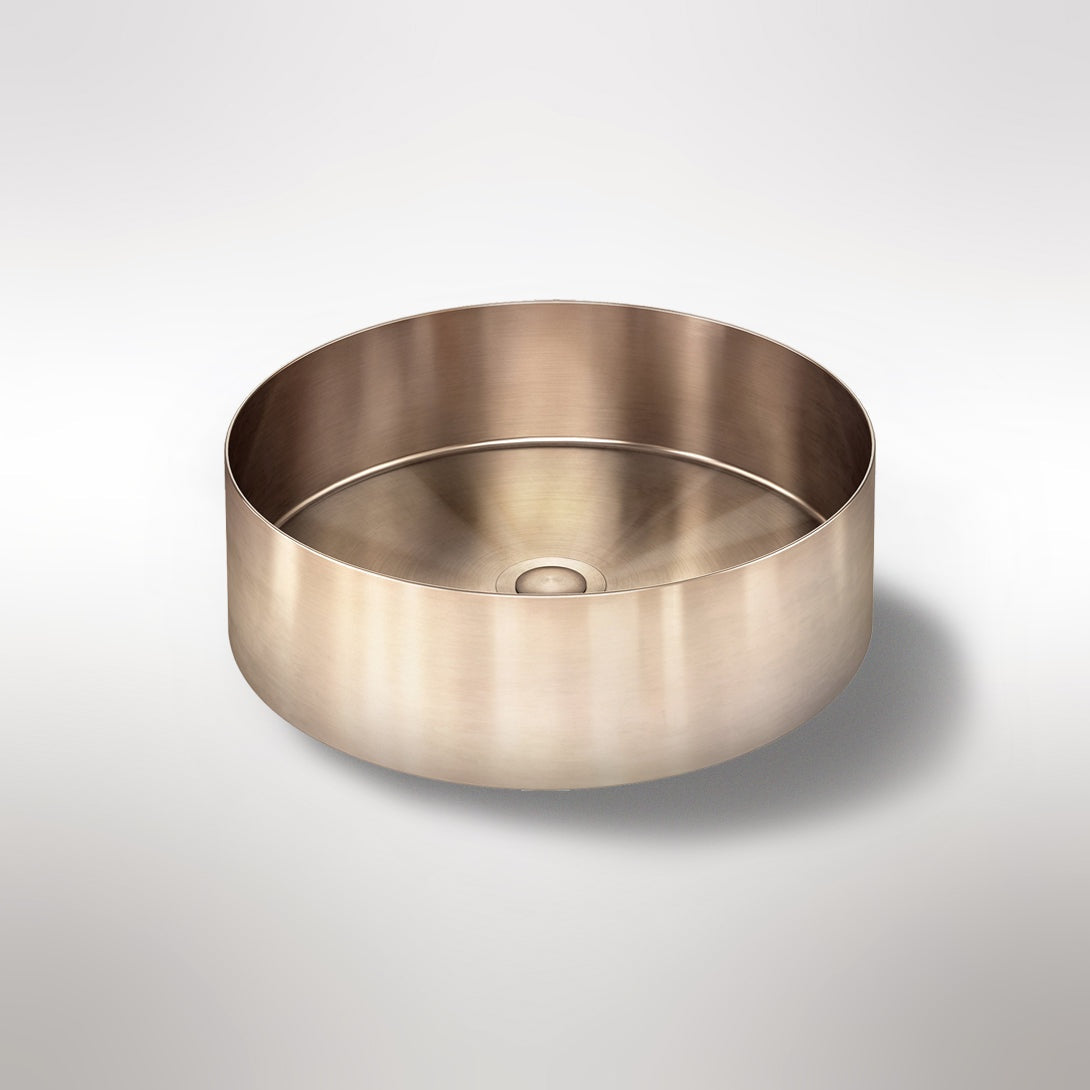 Steel Round Bathroom Basin 380 x 110 PVD - Champagne
