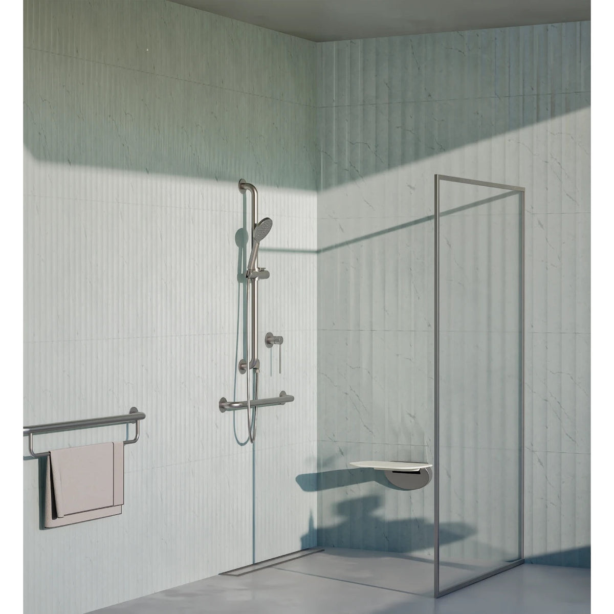 care range hand towel rail in Tiger Bronze - finish and profile close-up