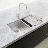 Dish Rack in Brushed Nickel - side profile view, kitchen sink accessory