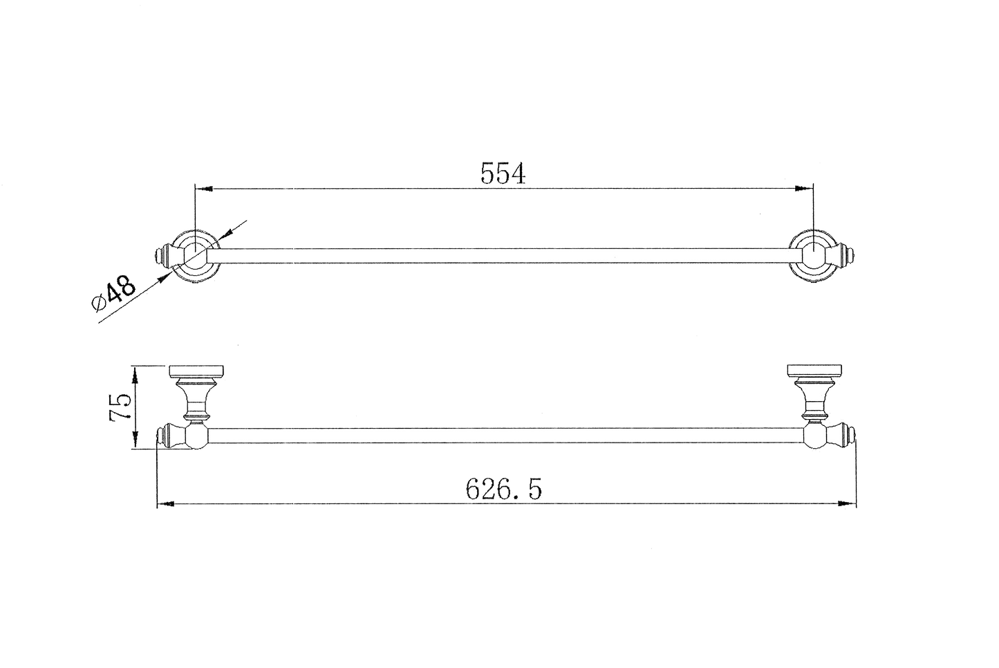 Medoc Single Towel Rail 600mm - Matte Black