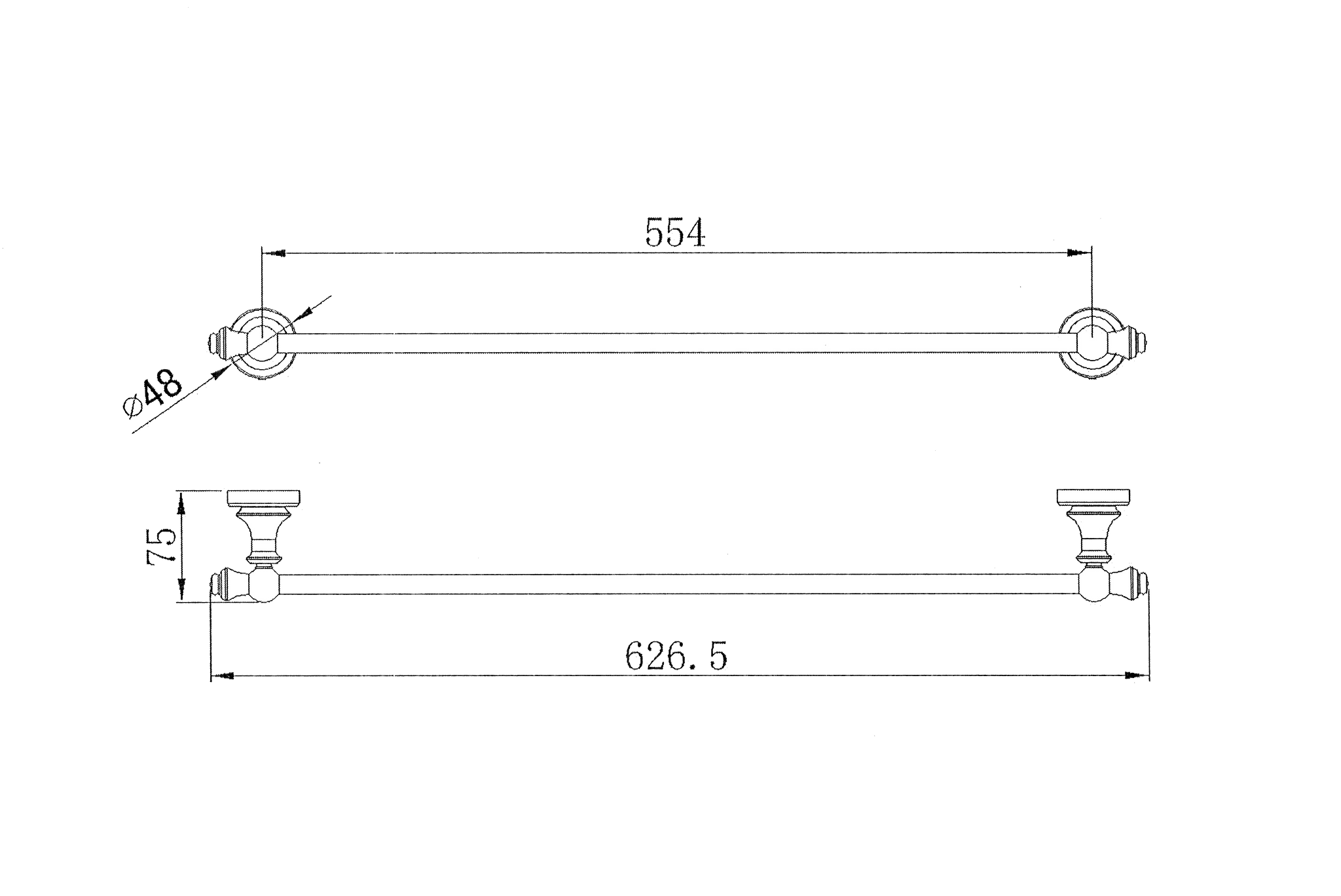 Medoc Single Towel Rail 600mm - Matte Black