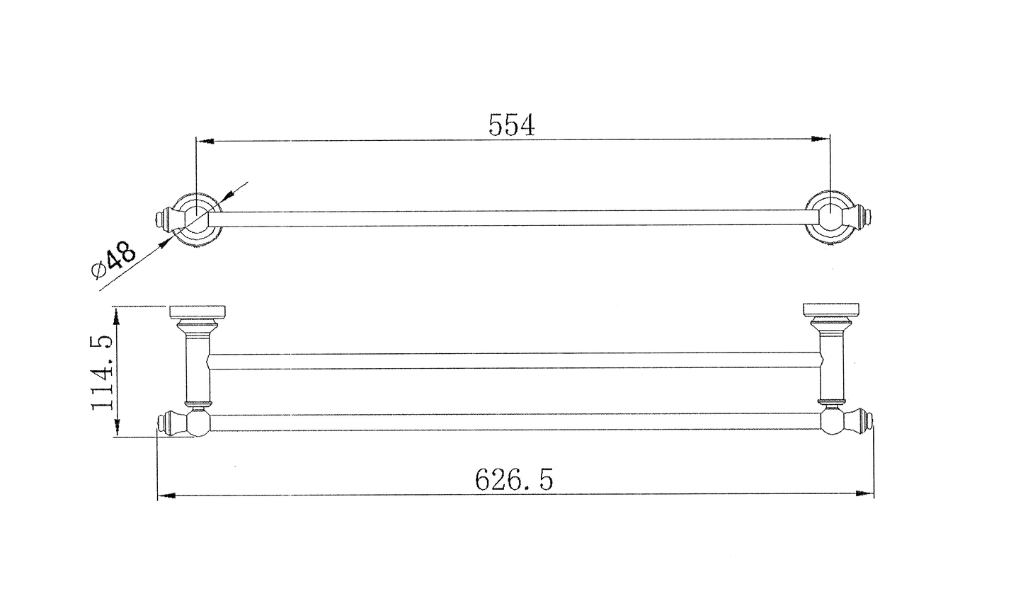 Medoc Double Towel Rail 600mm - Matte Black