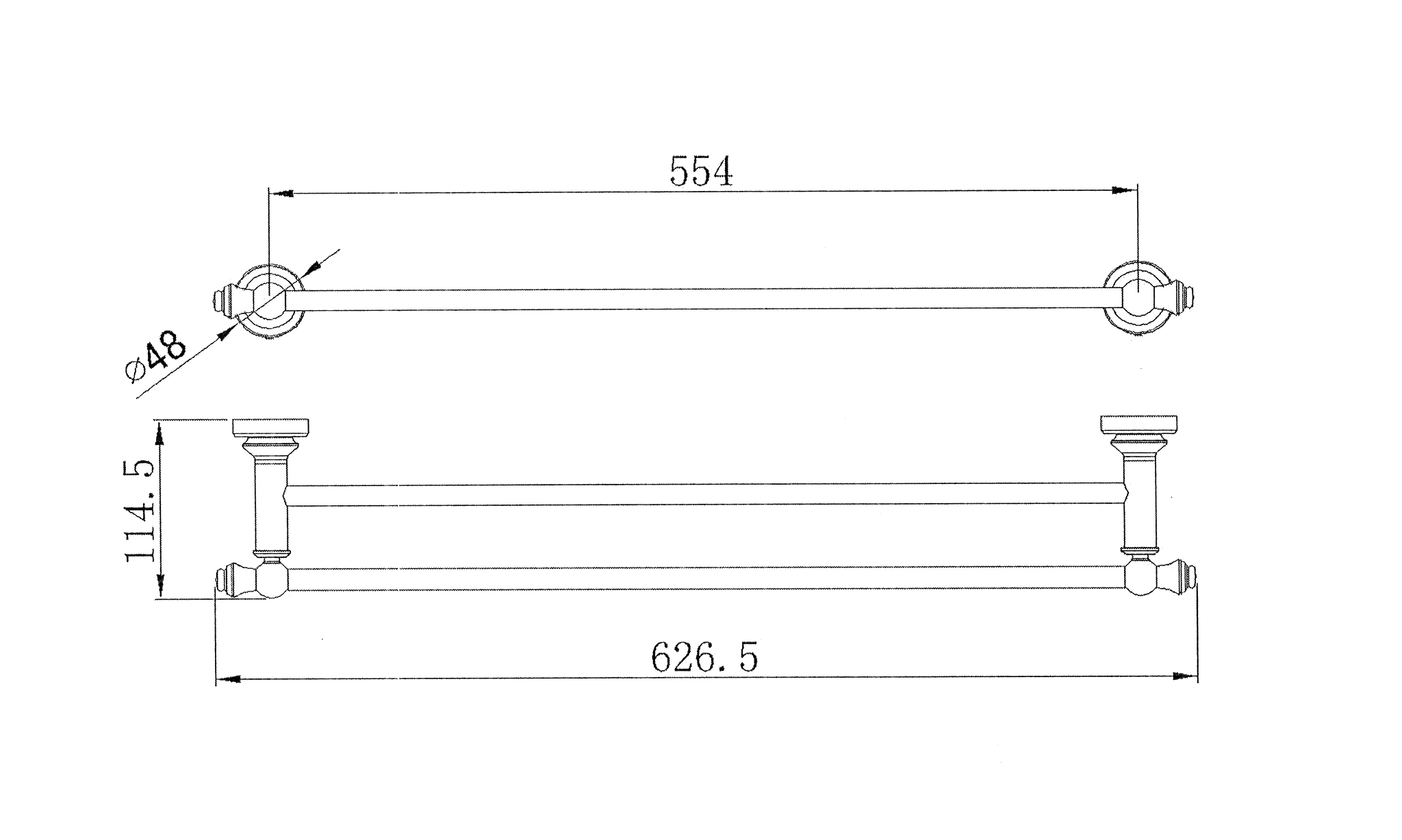 Medoc Double Towel Rail 600mm - Matte Black