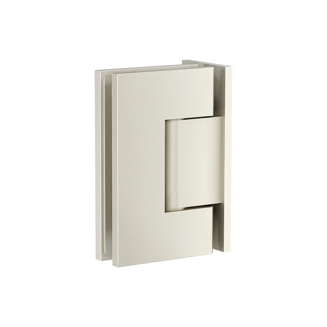 Glass to Wall Shower Door Hinge in Brushed Nickel - side profile view