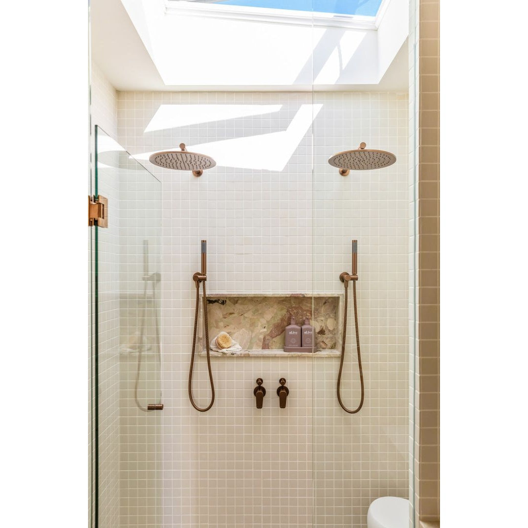 Shower Door Round Handle in Tiger Bronze - angled product view