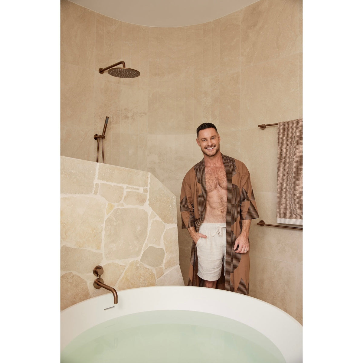 Round Shower Rose 300mm - Lustre Bronze