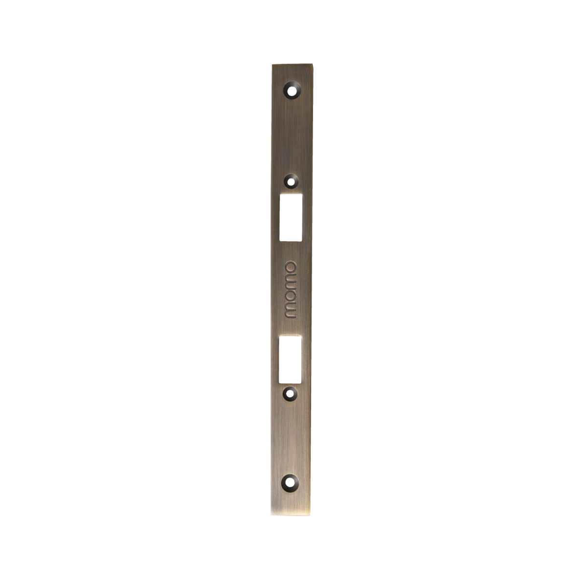 Momo Mortice Lock Forend Plate For Use With Privacy Thumb Turn in Dark Bronze - close-up detail view