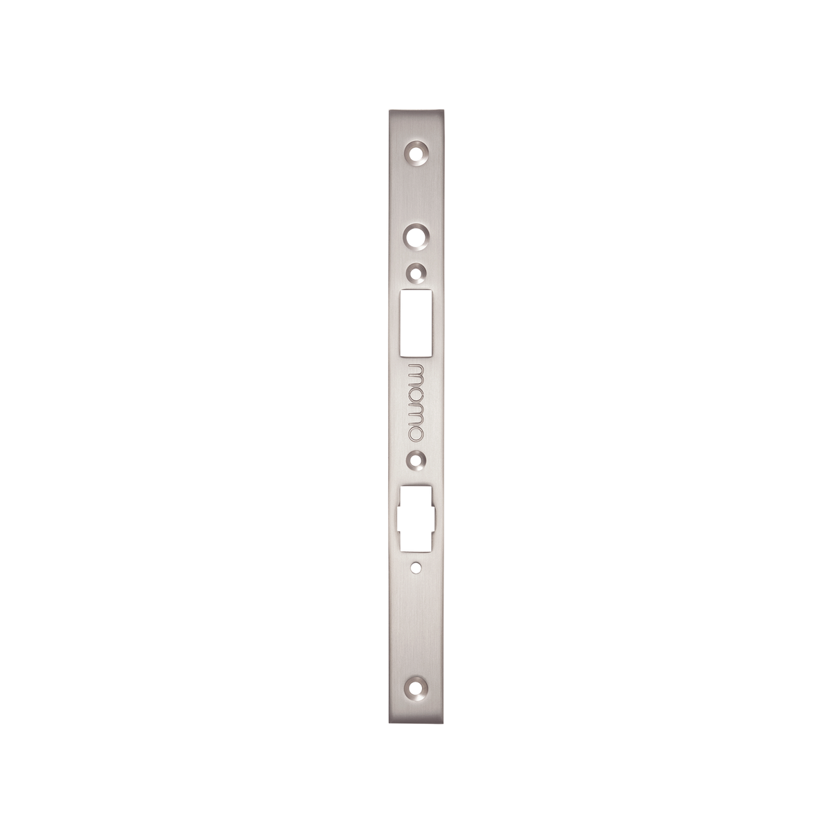 Momo Roller Mortice Lock Forend Plate For Use With Euro Cylinder Brushed Nickel - front view