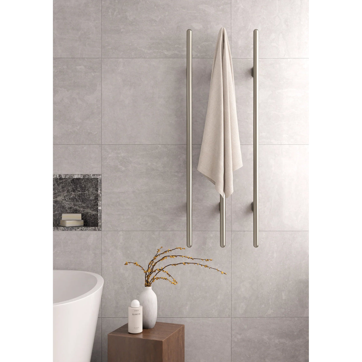 Heated Vertical Towel Rail - front view, bathroom accessory (17 of 39)