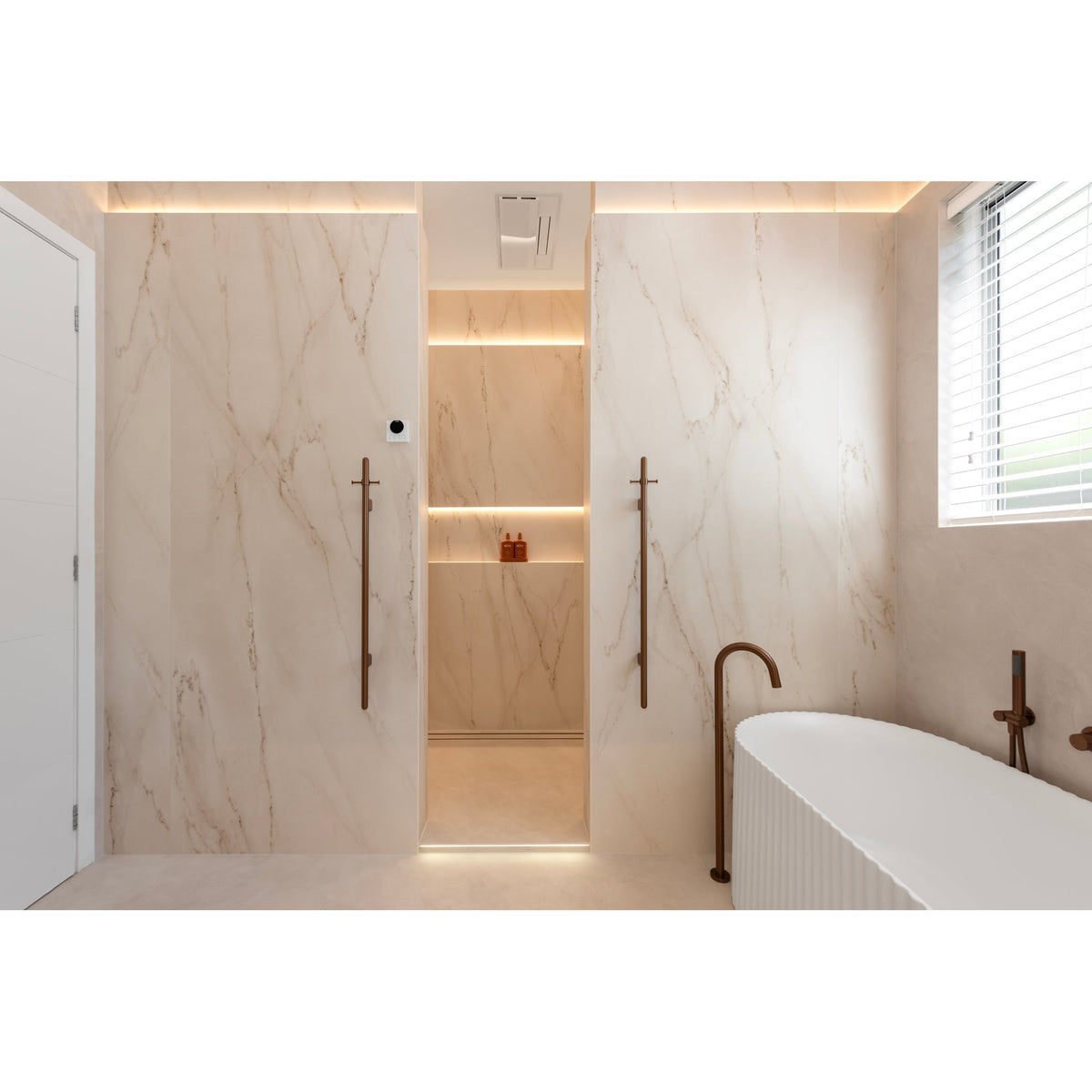 Heated Vertical Towel Rail - Lustre Bronze