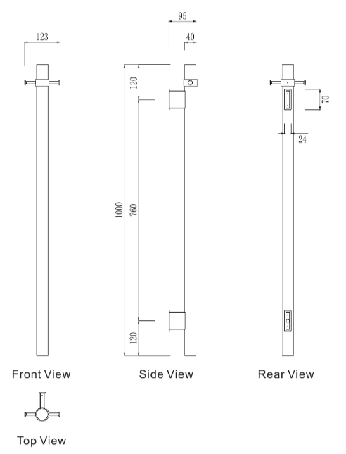 Mirage Vertical Heated Towel Rail - Matte Black