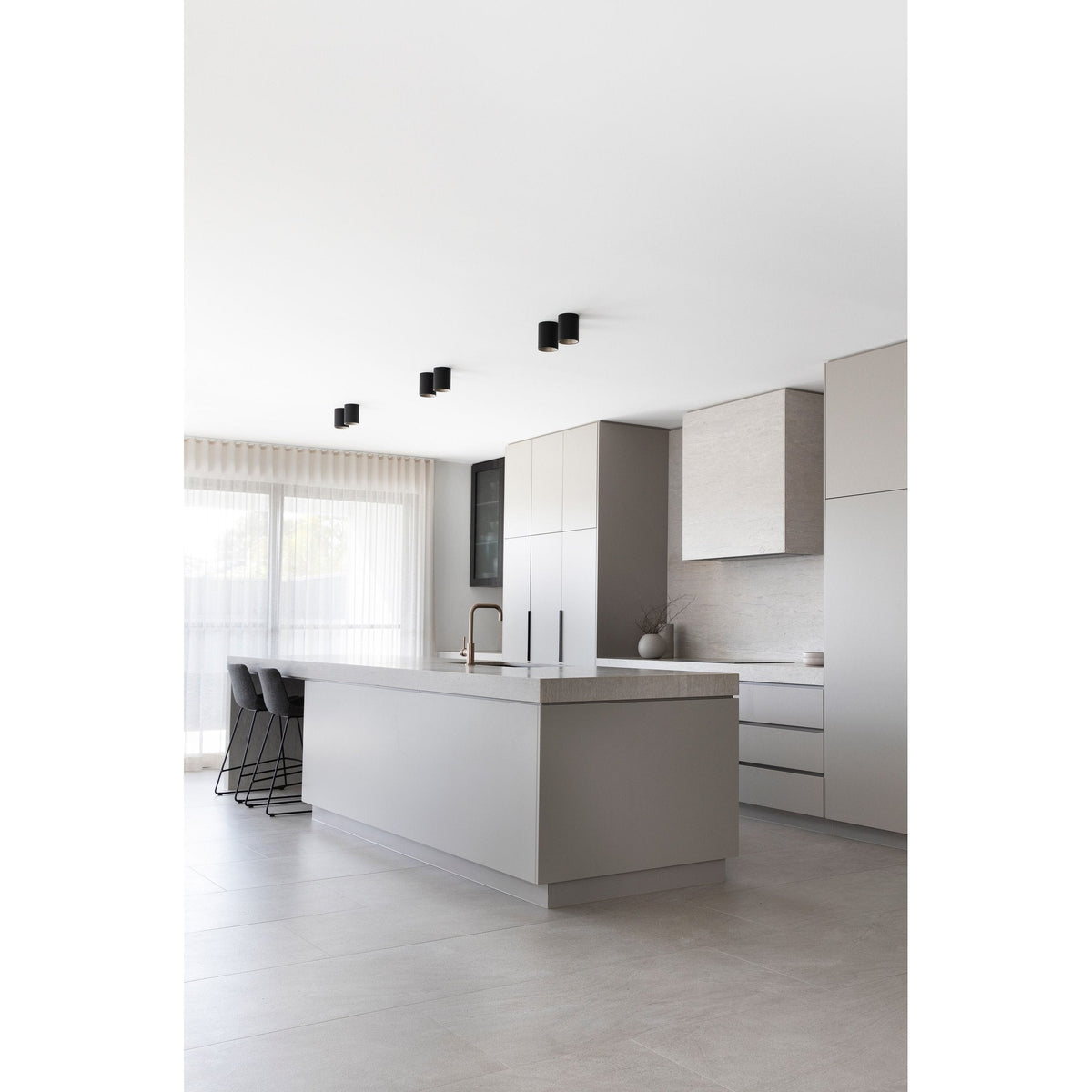 Round Kitchen Mixer Tap - Champagne