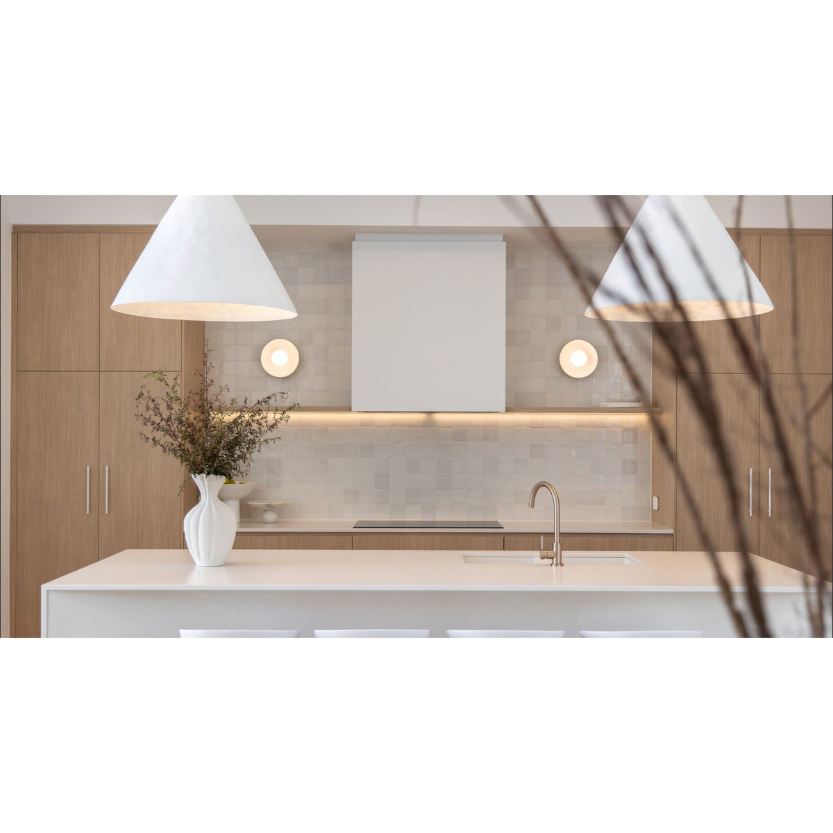 Round Gooseneck Kitchen Mixer Tap in Polished Chrome - angled product view