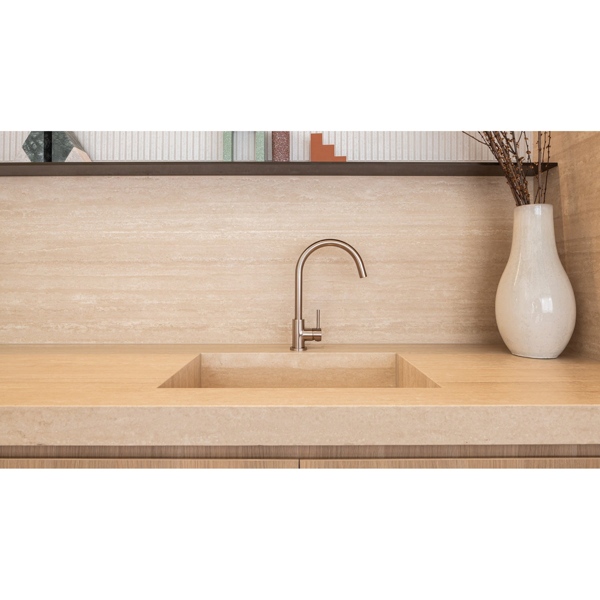 Round Gooseneck Kitchen Mixer Tap - Champagne