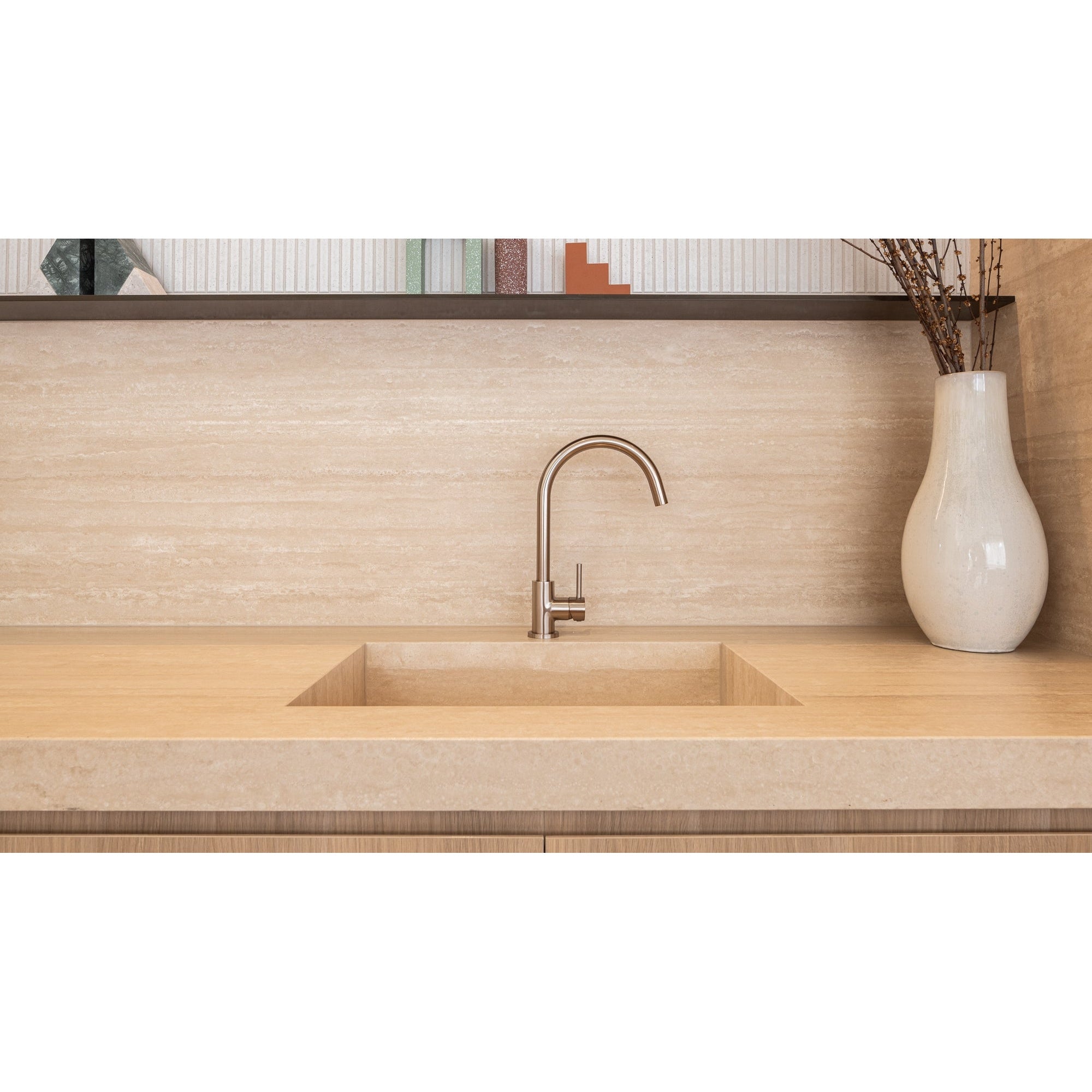 Round Gooseneck Kitchen Mixer Tap - Champagne