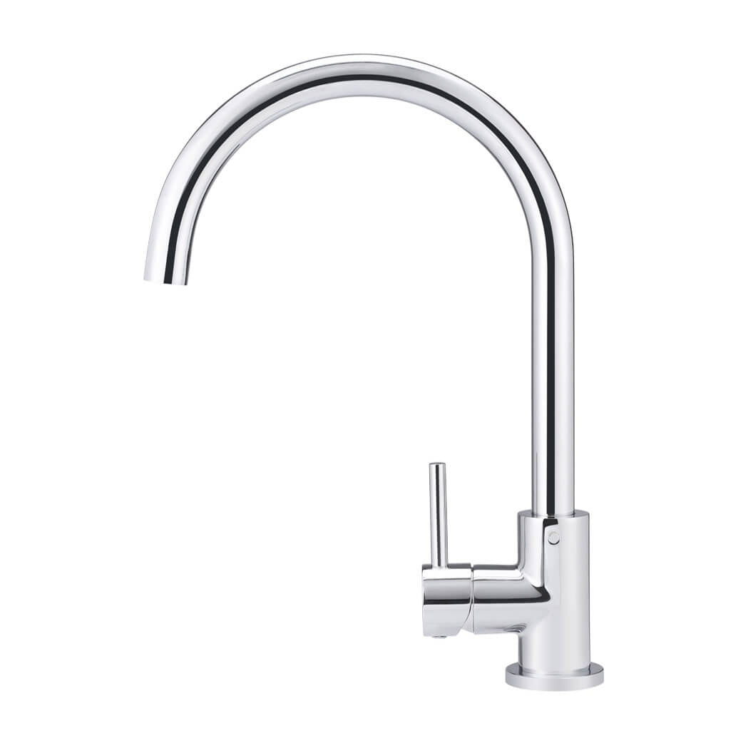 Round Gooseneck Kitchen Mixer Tap - Polished Chrome