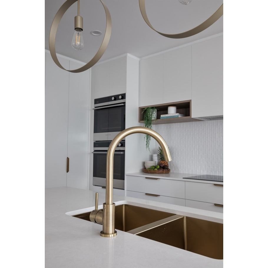 Round Gooseneck Kitchen Mixer Tap - Tiger Bronze