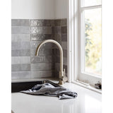 Round Gooseneck Kitchen Mixer Tap - Brushed Nickel
