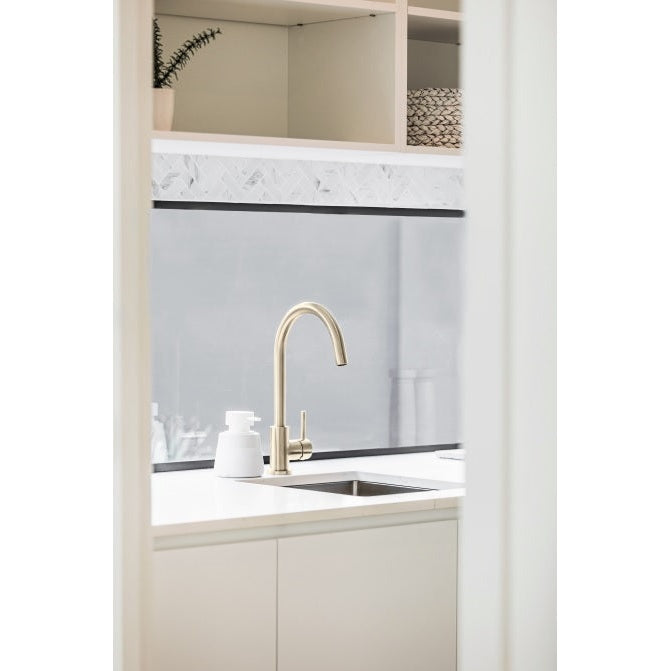 Round Gooseneck Kitchen Mixer Tap - Brushed Nickel