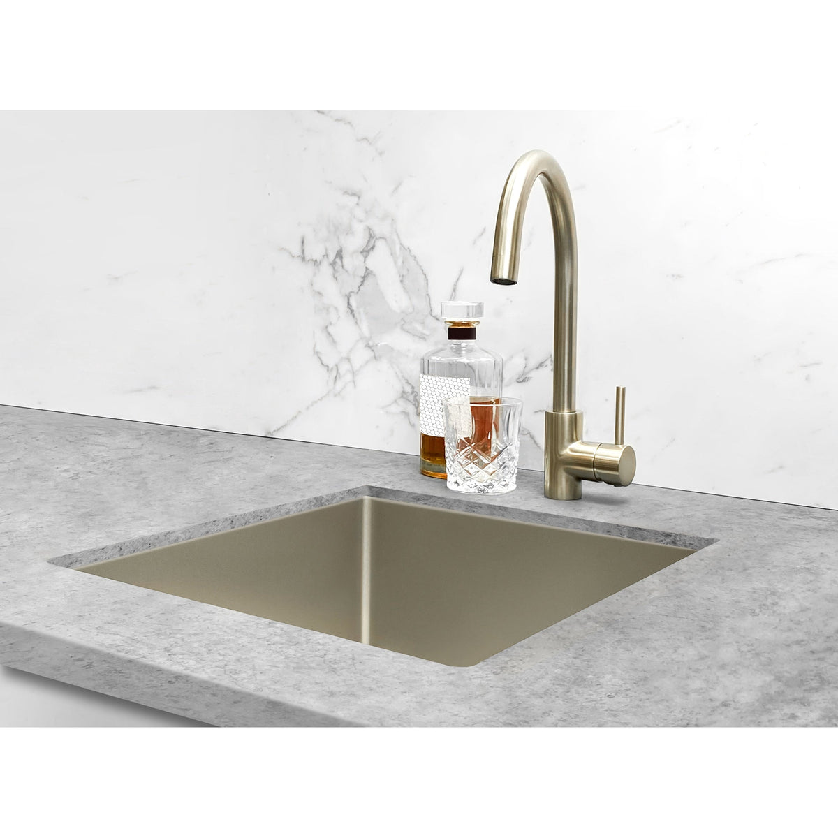 Round Gooseneck Kitchen Mixer Tap - Brushed Nickel