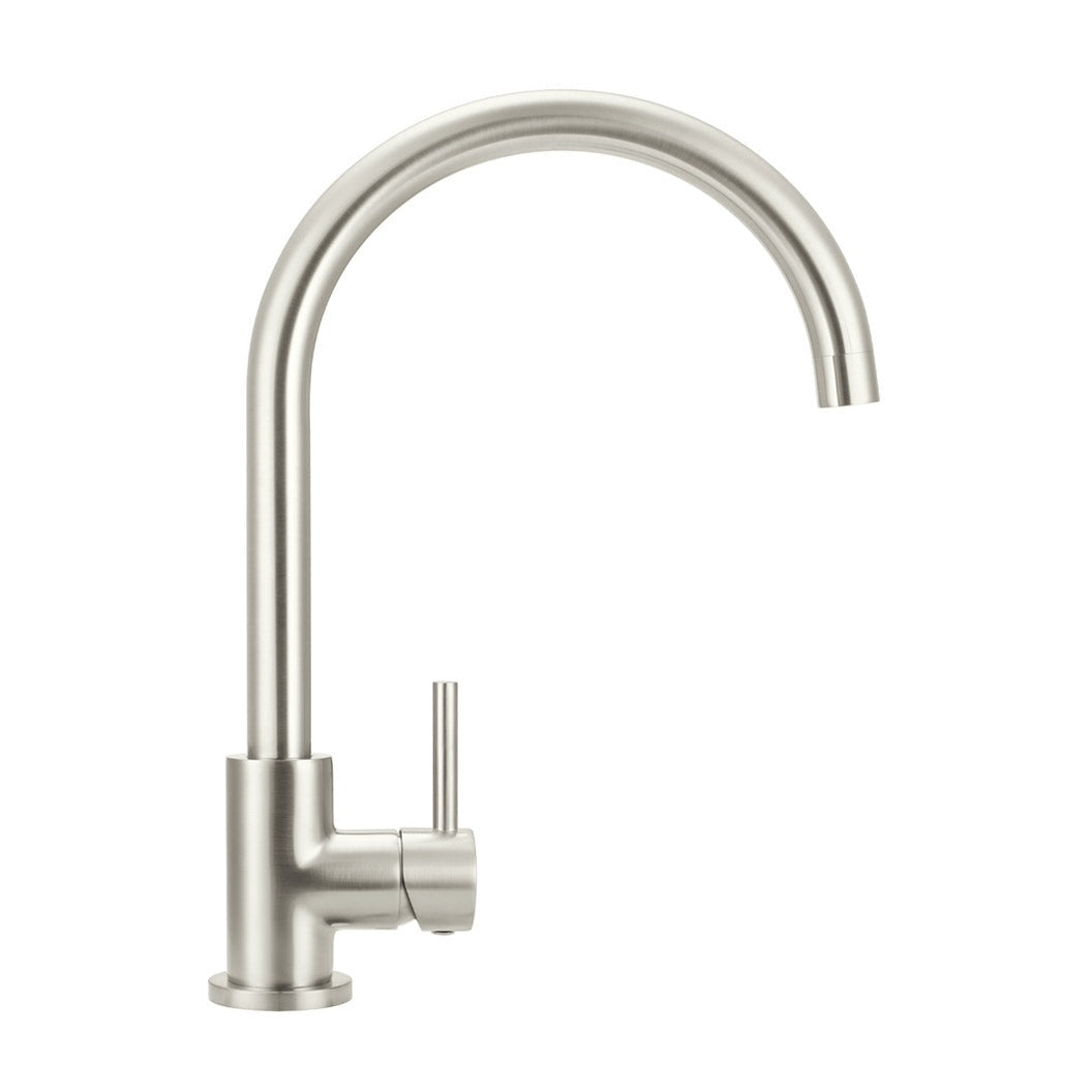 Round Gooseneck Kitchen Mixer Tap - Brushed Nickel