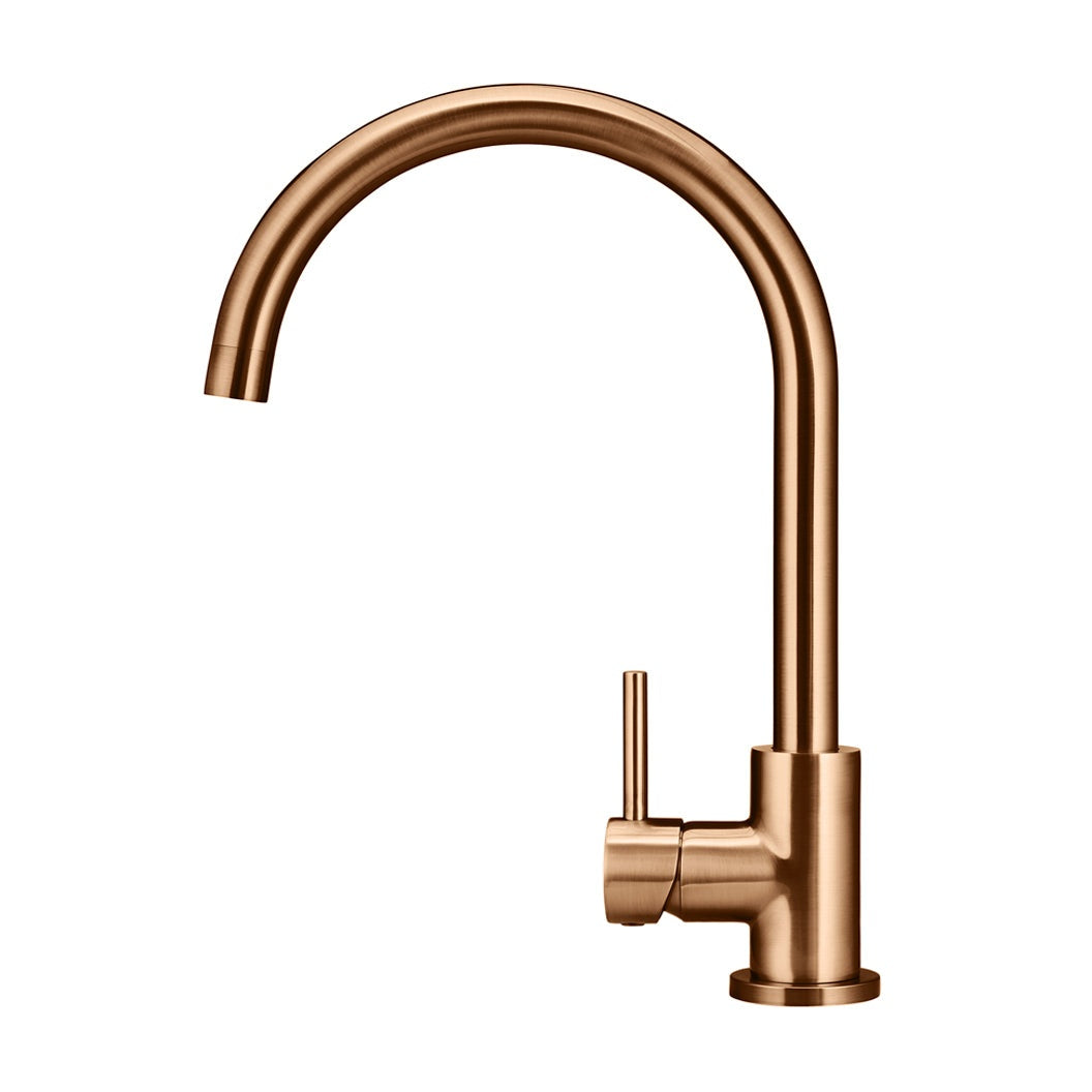 Round Gooseneck Kitchen Mixer Tap - Lustre Bronze