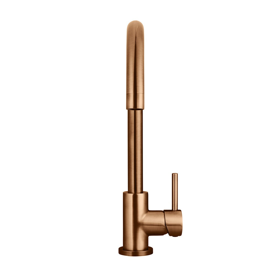 Round Gooseneck Kitchen Mixer Tap - Lustre Bronze