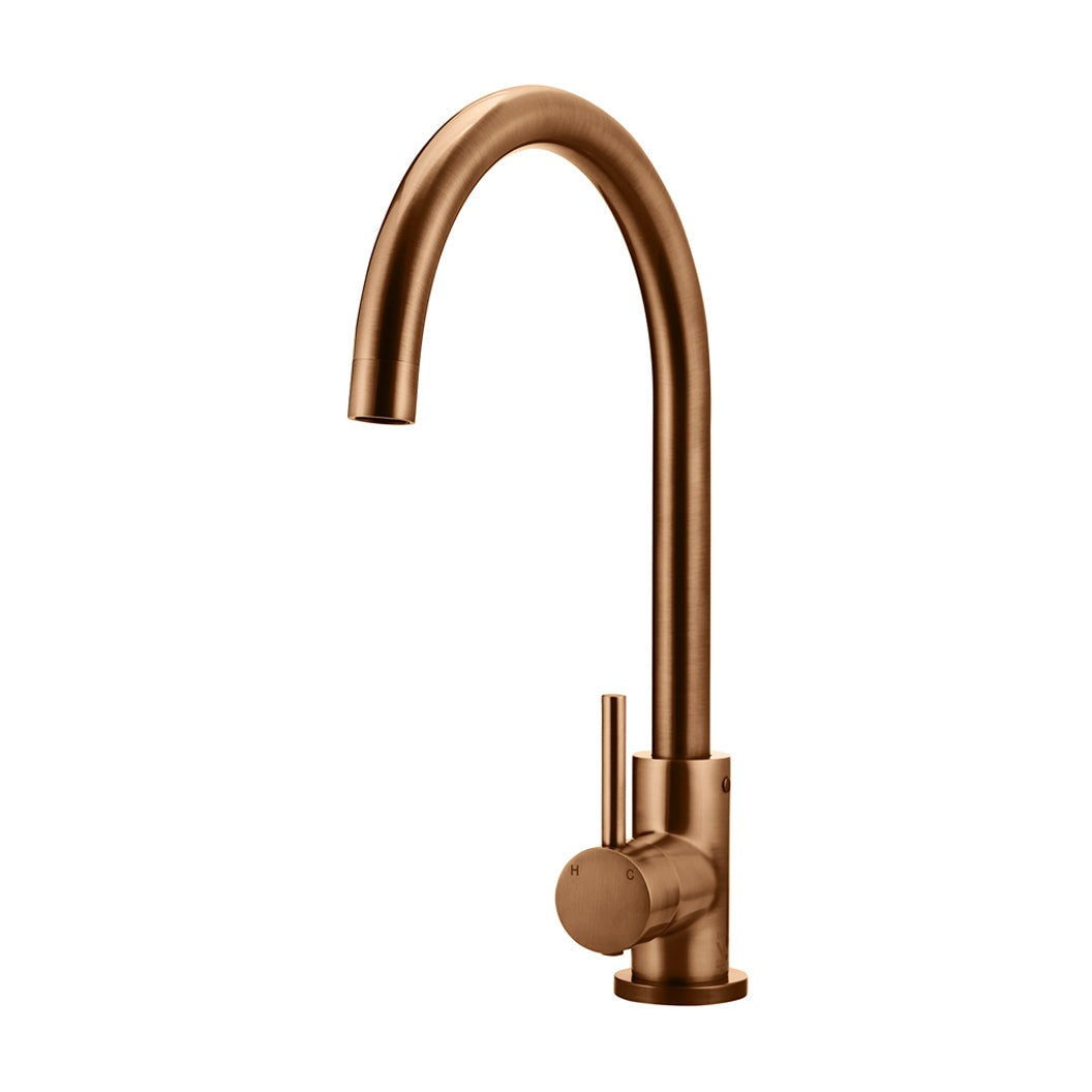 Round Gooseneck Kitchen Mixer Tap - Lustre Bronze