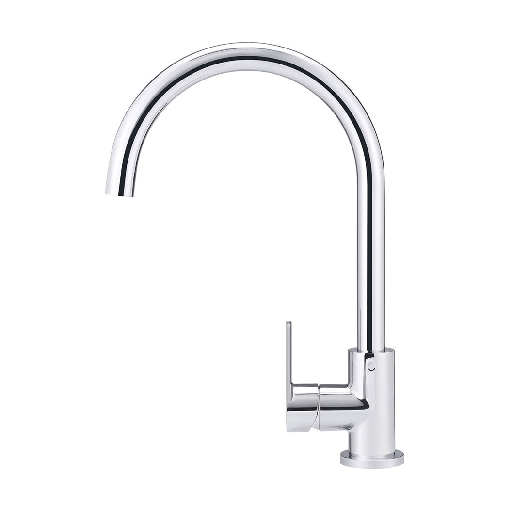 Round Paddle Gooseneck Kitchen Mixer Tap - rear mounting detail
